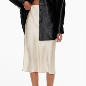 Babaton beige / gold Satin Midi Skirt